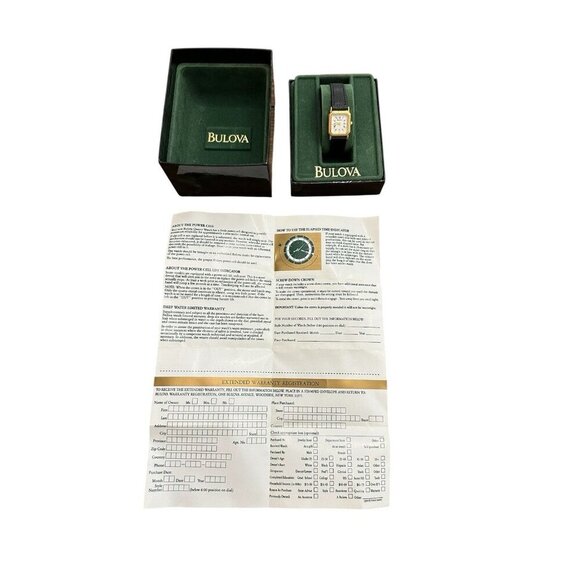 NIB Bulova Classic Quartz Lady’s Watch With Black Leather Band Vintage - Picture 3 of 6